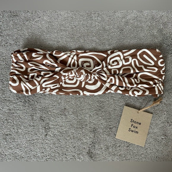 Stone Fox Swim Lele Top Bandeau Bikini Size XL Rawhide Swirl - Picture 3 of 6